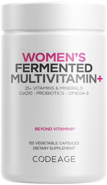Codeage Women’s Daily Multivitamin, 25+ Vitamins & Minerals, Fermented, Organic Whole Foods, Probiotics Supplement - Vitamin A, B, C, D, E & K, Omega 3, Zinc – Vegan - 120 Capsules CodeageAu supplements