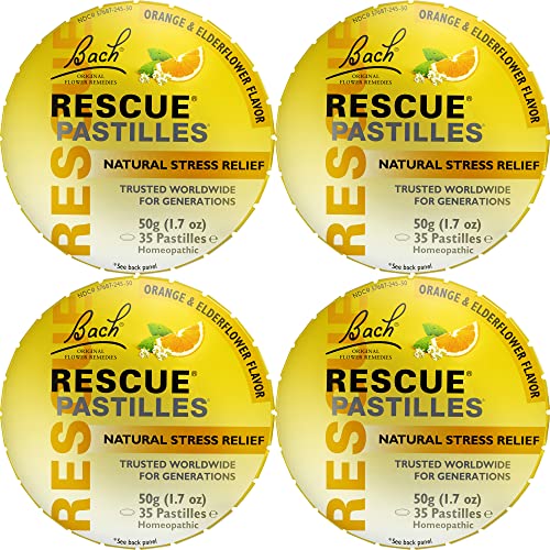 RESCUE Bach PASTILLES, Orange and Elderflower Flavor, Natural Stress RESCUEUS supplements