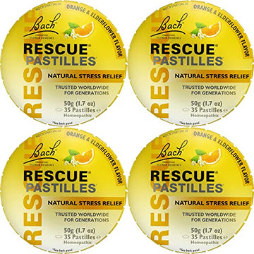 RESCUE Bach PASTILLES, Orange and Elderflower Flavor, Natural Stress RESCUEUS supplements
