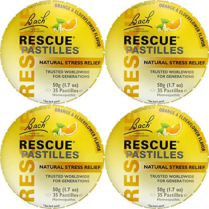 RESCUE Bach PASTILLES, Orange and Elderflower Flavor, Natural Stress RESCUEUS supplements