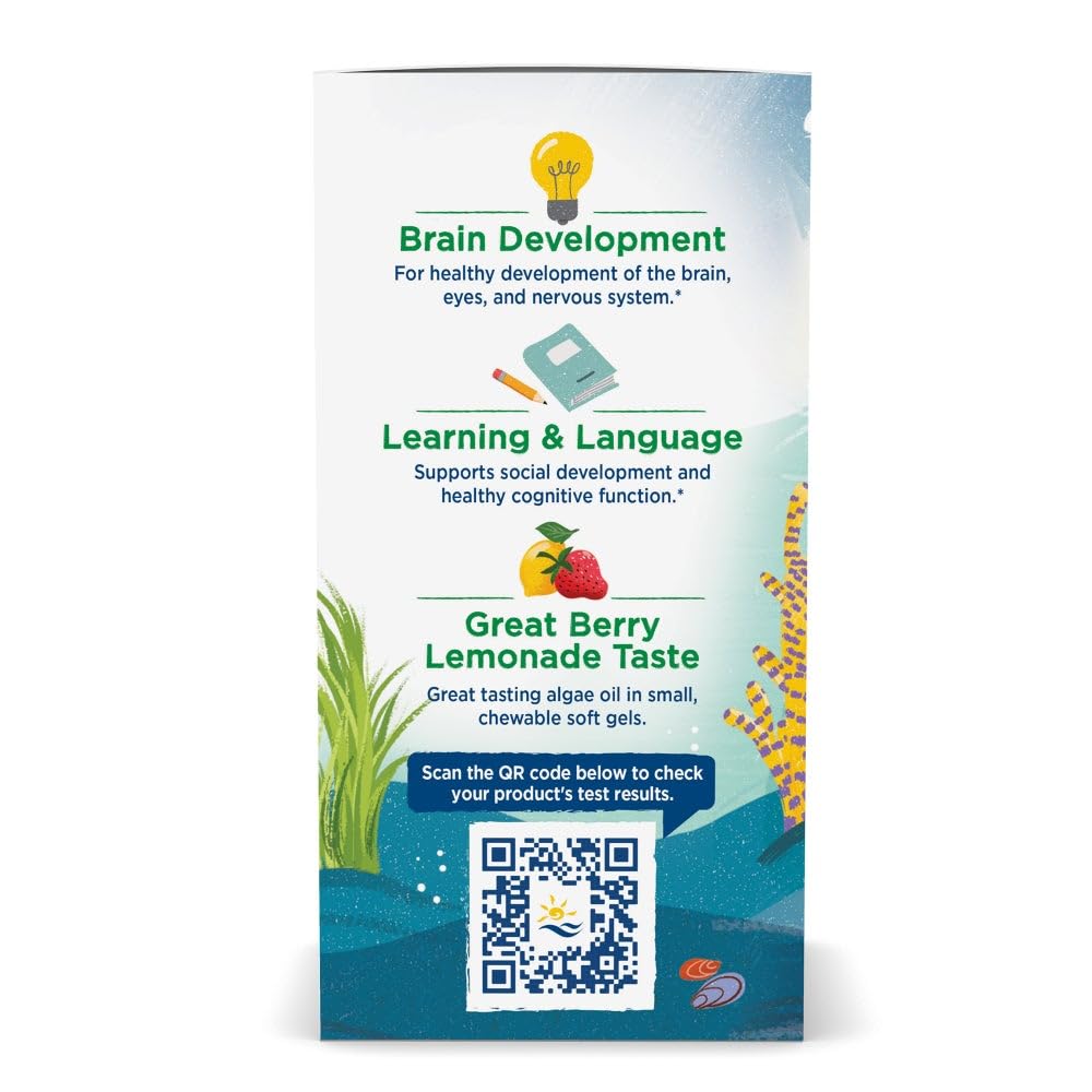 Nordic Naturals Children's DHA Vegetarian - Kids DHA Omega-3 Supplement -Algae Oil - Berry Lemonade Mini Chewables - Plant-Based Formula for Ages 3+ - 120 Soft Gels - 40 Servings Nordic NaturalsAu supplements