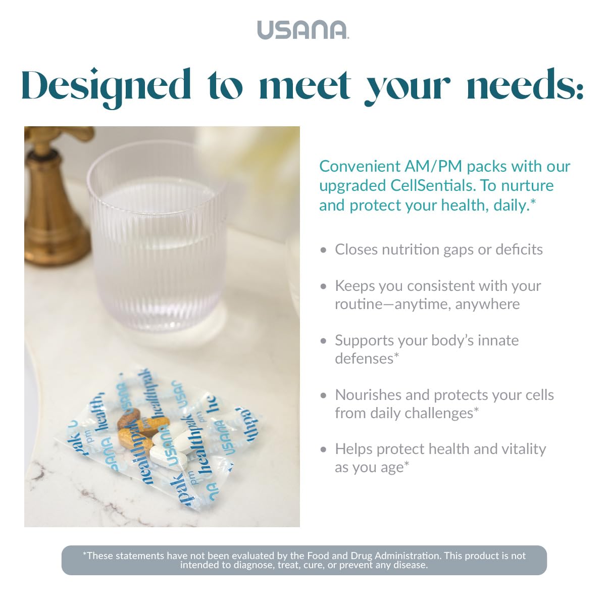 USANA HealthPak with InCelligence Technology and Essential Nutrients and Antioxidants to Support Total Body Health* – Convenient Daily AM/PM Packets – 56 Packets – 28 Day Supply USANAAu supplements