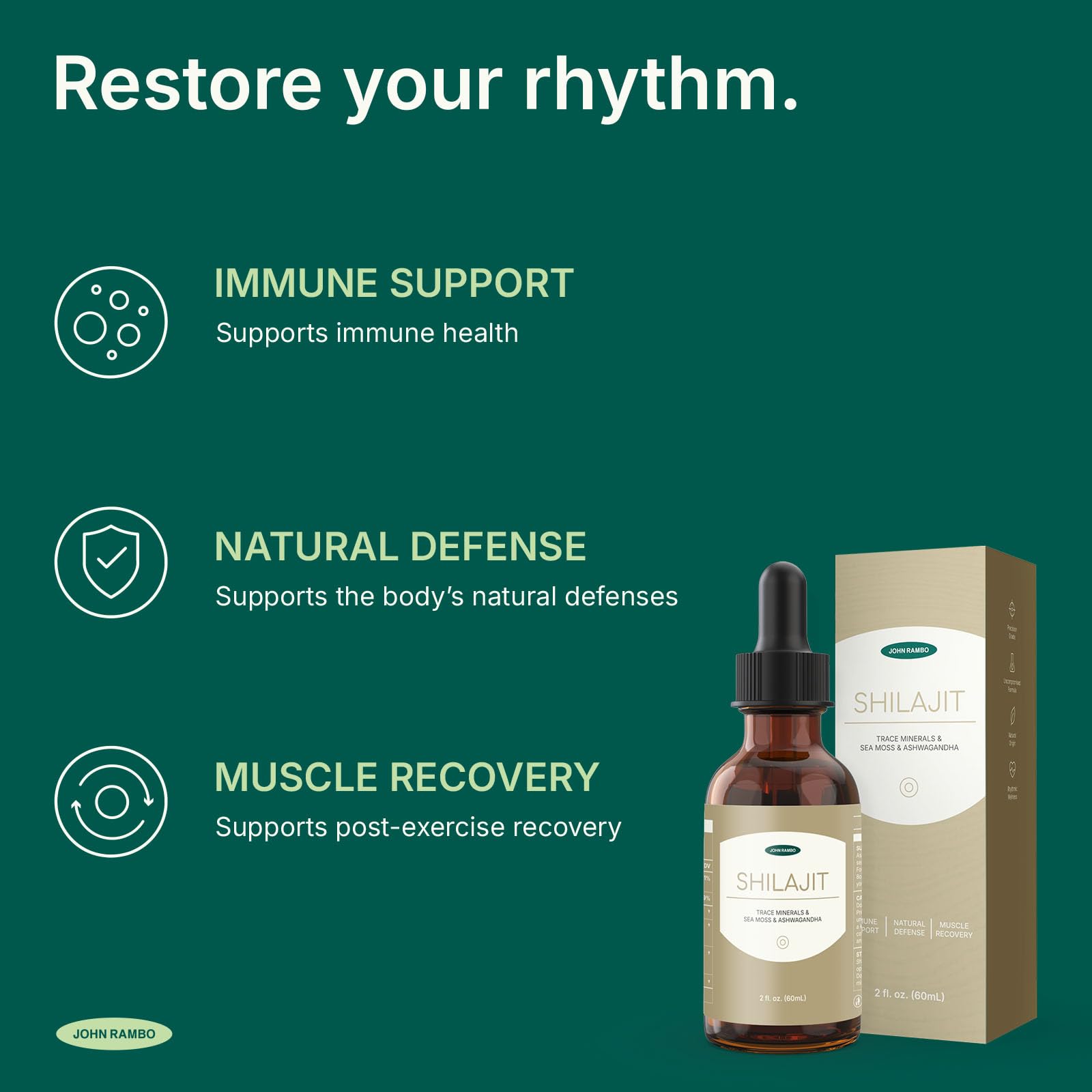 JOHN RAMBO Shilajit Liquid Drops with Sea Moss, Ashwagandha, Zinc, and Magnesium – Liquid Multimineral Supplement for Women and Men – Terra Mineral JOHN RAMBOAu supplements