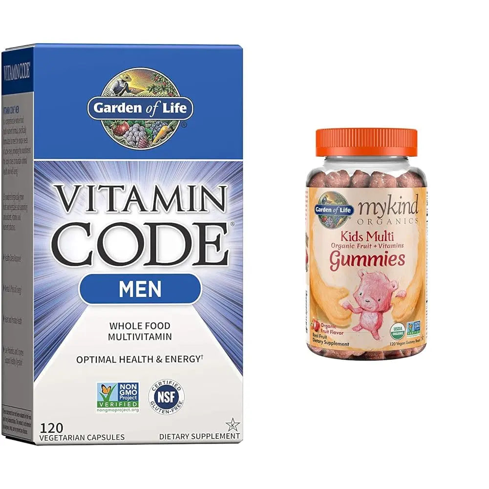Garden of Life Men's Whole Food Multivitamin 120 Count and Kids Organic Fruit Gummy Vitamins 120 Count Garden of LifeAu supplements