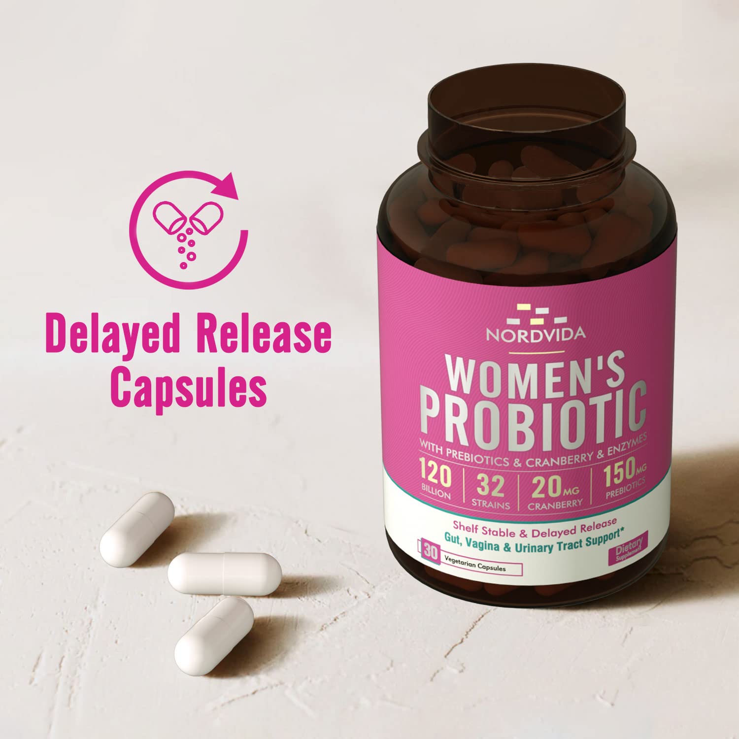 NordVida Women's Probiotic, 120 Billion & 32 Strains, Shelf Stable Probiotic for Gut NordvidaAu supplements