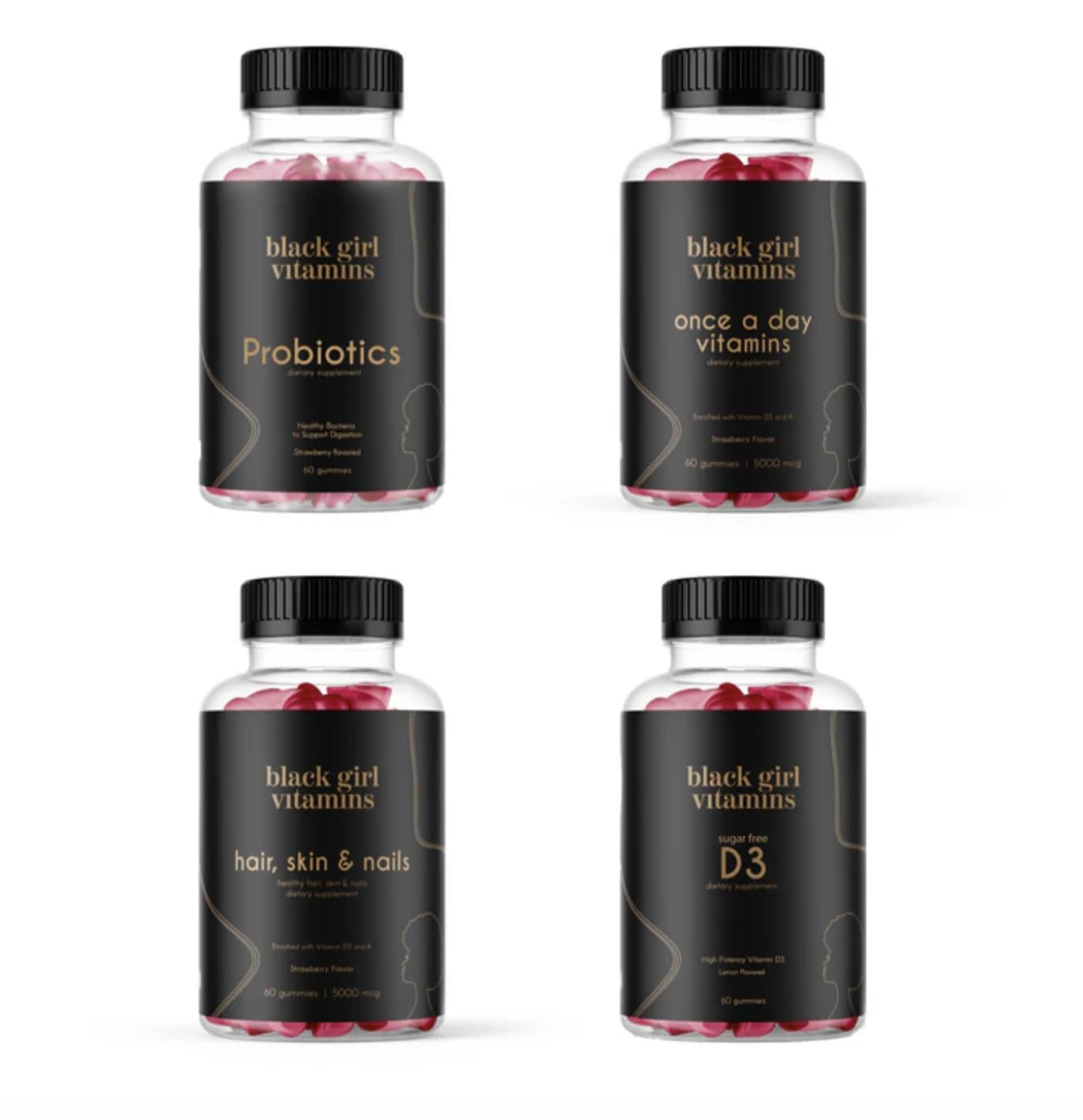 Black Girl Vitamins Complete Wellness Essentials - 30-Day Bundle with D3 Gummies, Probiotics, Hair-Skin-Nails + Sea Moss - 8 Key Nutrients for Immune, Skin & Energy Support Black Girl VitaminsAu supplements