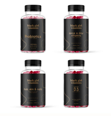 Black Girl Vitamins Complete Wellness Essentials - 30-Day Bundle with D3 Gummies, Probiotics, Hair-Skin-Nails + Sea Moss - 8 Key Nutrients for Immune, Skin & Energy Support Black Girl VitaminsAu supplements