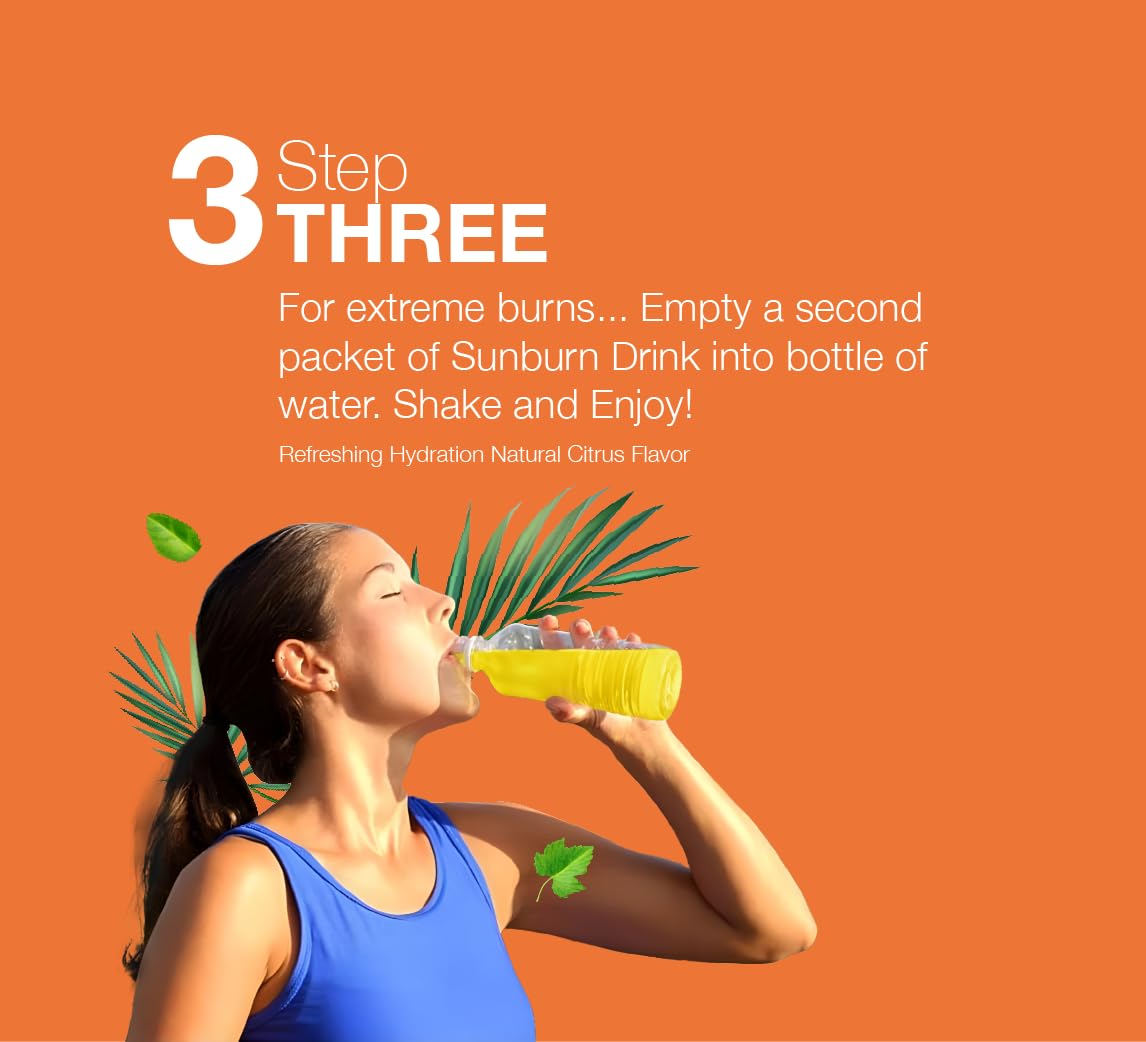 Sunburn Drink - Twin Pack - After Sun Skin Care - Supports Healthy Skin from The Inside Out -Promotes Hydration - Sun Damage Support - Mix with Water - Travel Size Sunburn DrinkAu supplements