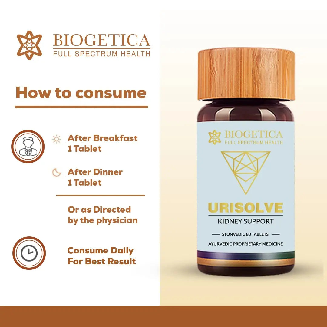 Biogetica Urisolve Kidney Care Herbal Supplement with Asparagus Racemosus & Terminalia Chebula for Optimal Urinary System Support - Non-GMO - 100% Vegan Ayurveda Supplement - 80 Tablets BiogeticaAu supplements