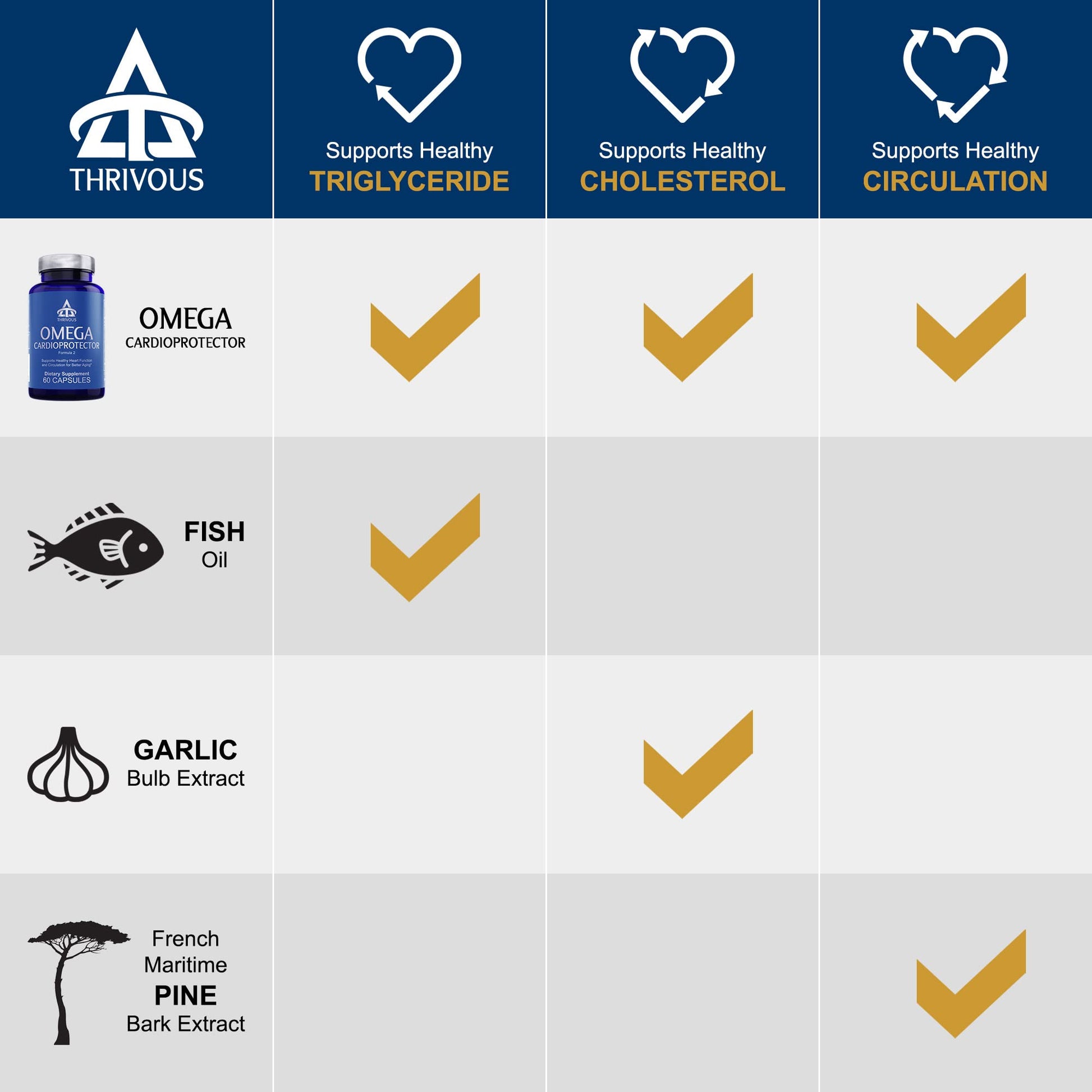 Thrivous Omega Cardioprotector – Advanced Heart & Circulation Support Supplement with AvailOm Omega-3, Garlic, Gotu Kola, Oligopin Pine Bark – 60 Vegan Capsules ThrivousAu supplements