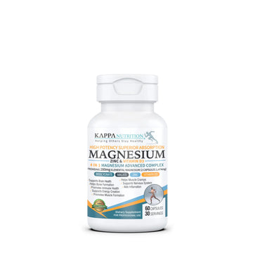 Kappa Nutrition Magnesium 4-in-1, 280mg Elemental Magnesium (Bisglycinate, Malate) + Zinc & Vitamin D3, Brain, Sleep, Energy, Muscle, Immune Support, 60 Vegan Capsules. KAPPA NUTRITIONAu supplements