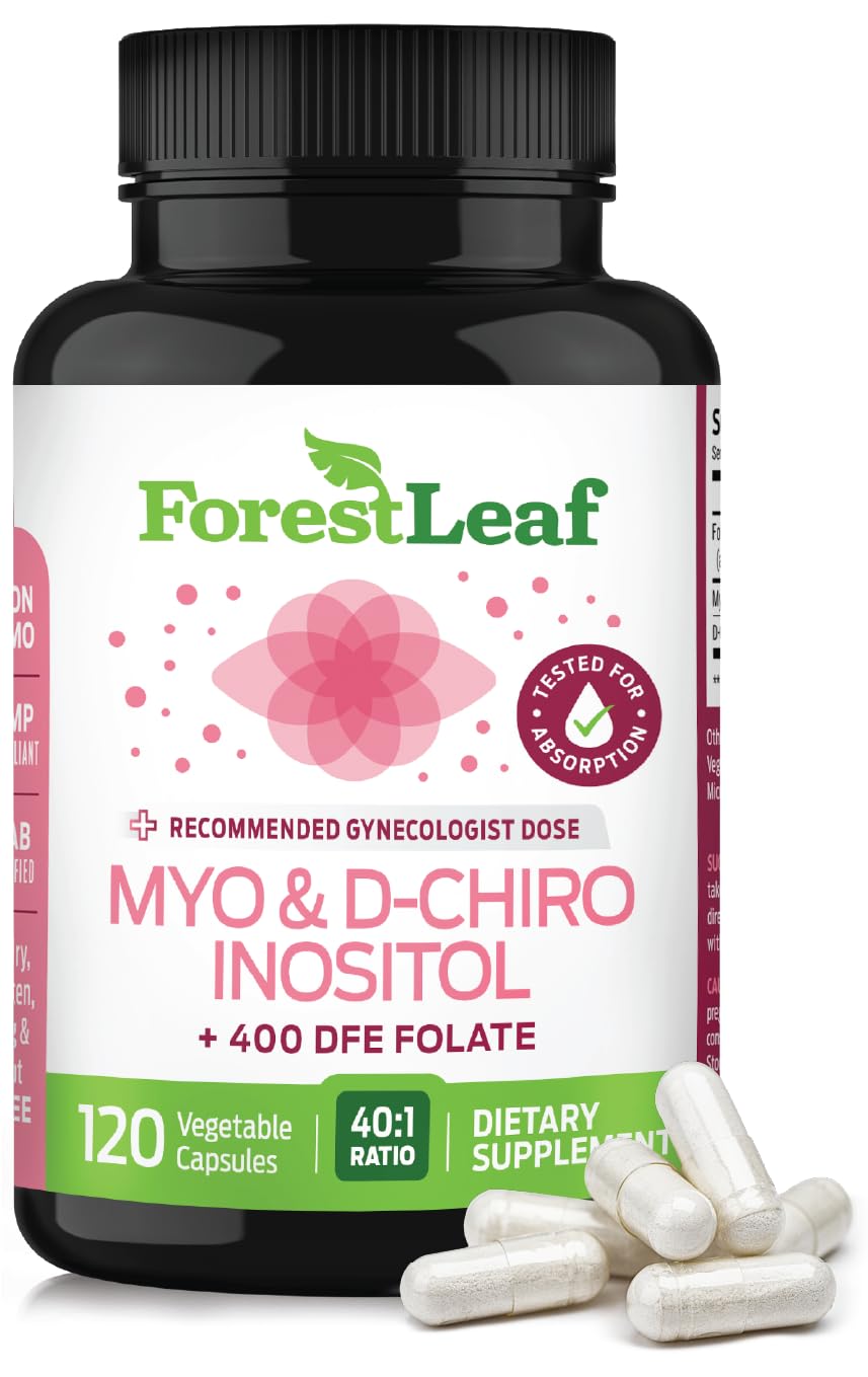 Myo-Inositol & D-Chiro Inositol Supplement for Women's Health | Fertility Supplements Women | Inositol 40:1 Ratio Support Ovarian Function & Healthy Hormone Balance Women | 2050mg | 120 Powder Caps ForestLeafAu supplements