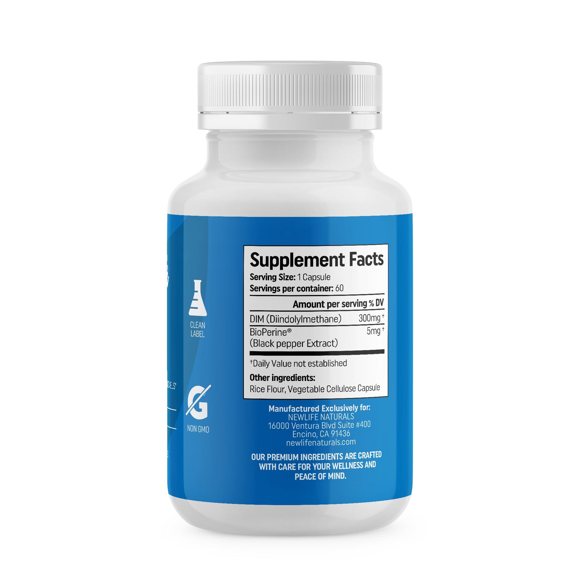 NewLife Naturals DIM Supplement 300mg for Women & Men - Hormonal Acne, Estrogen Balance Pills, Post Menopause Relief | Healthy Estrogen Level | Hormonal Balance - Bioperine | PCOS - 60 Day Supply NewLife NaturalsAu supplements