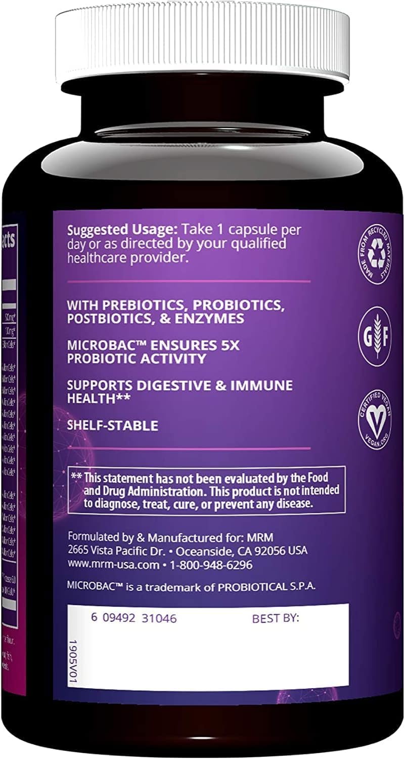 MRM Nutrition Daily Probiotics - Supports Intestinal, GI, & Immune Health for Women & Men, Prebiotic, Probiotic, & Postbiotic Supplement, 5 Billion Cells & 16 Different Strains, Vegan - 30 Servings MRMAu supplements