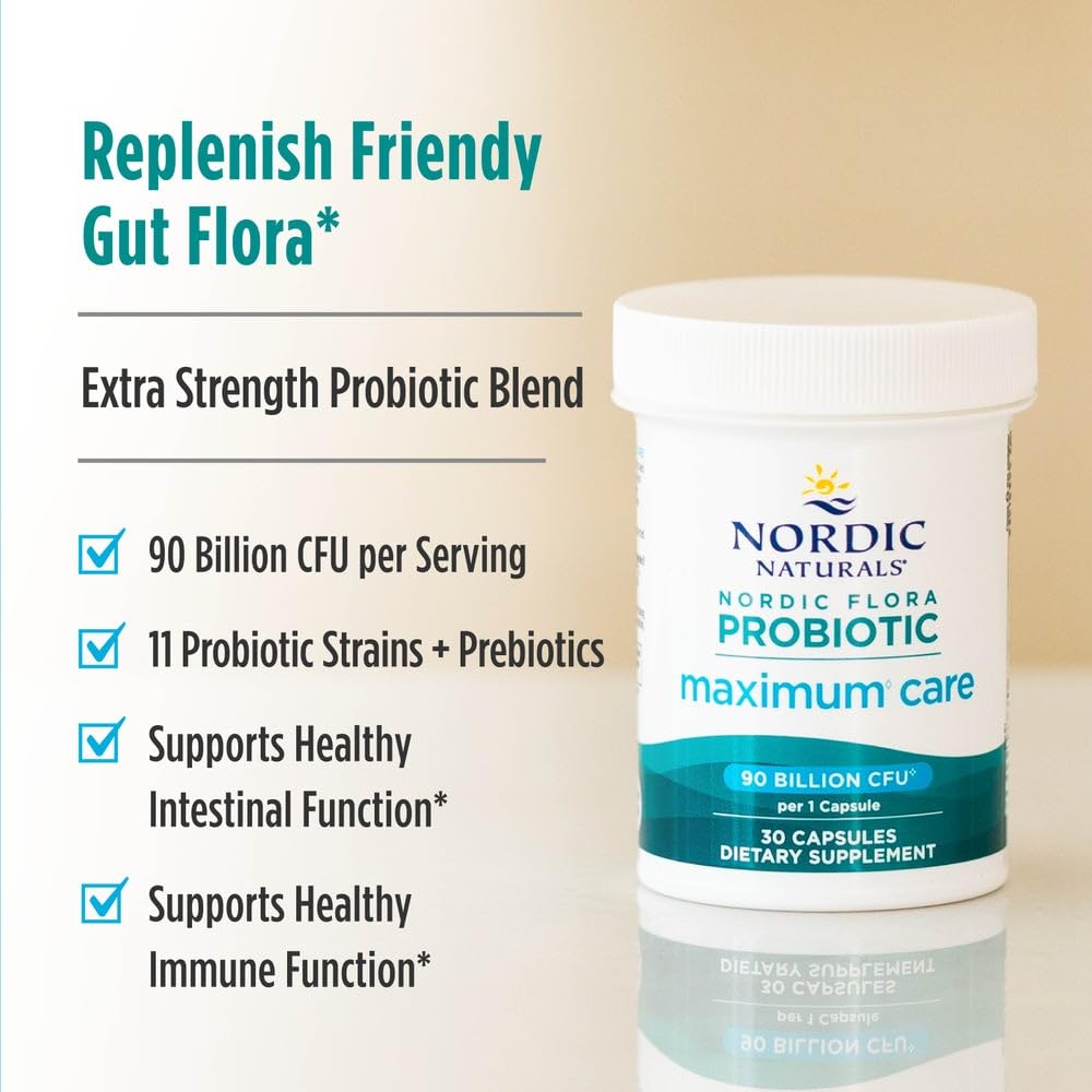 Nordic Naturals Nordic Flora Probiotic Maximum Care, 30 Capsules, 11 Probiotic Strains for Daily Immune and Digestive Health Support, Vegan, 30 Servings Nordic NaturalsAu supplements