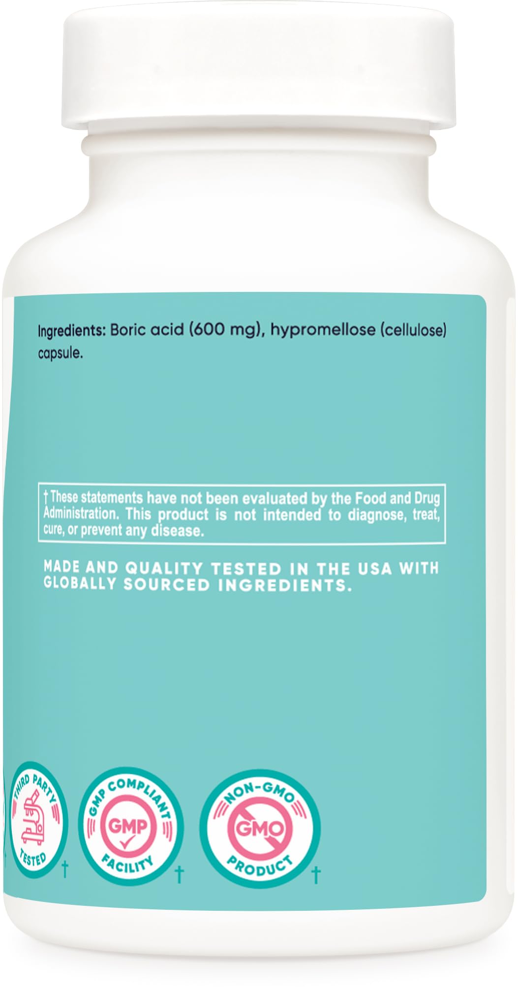 Nutricost Boric Acid 600mg, 30 Capsules - Vaginal Suppository - Non-GMO - for Women NutricostAu supplements