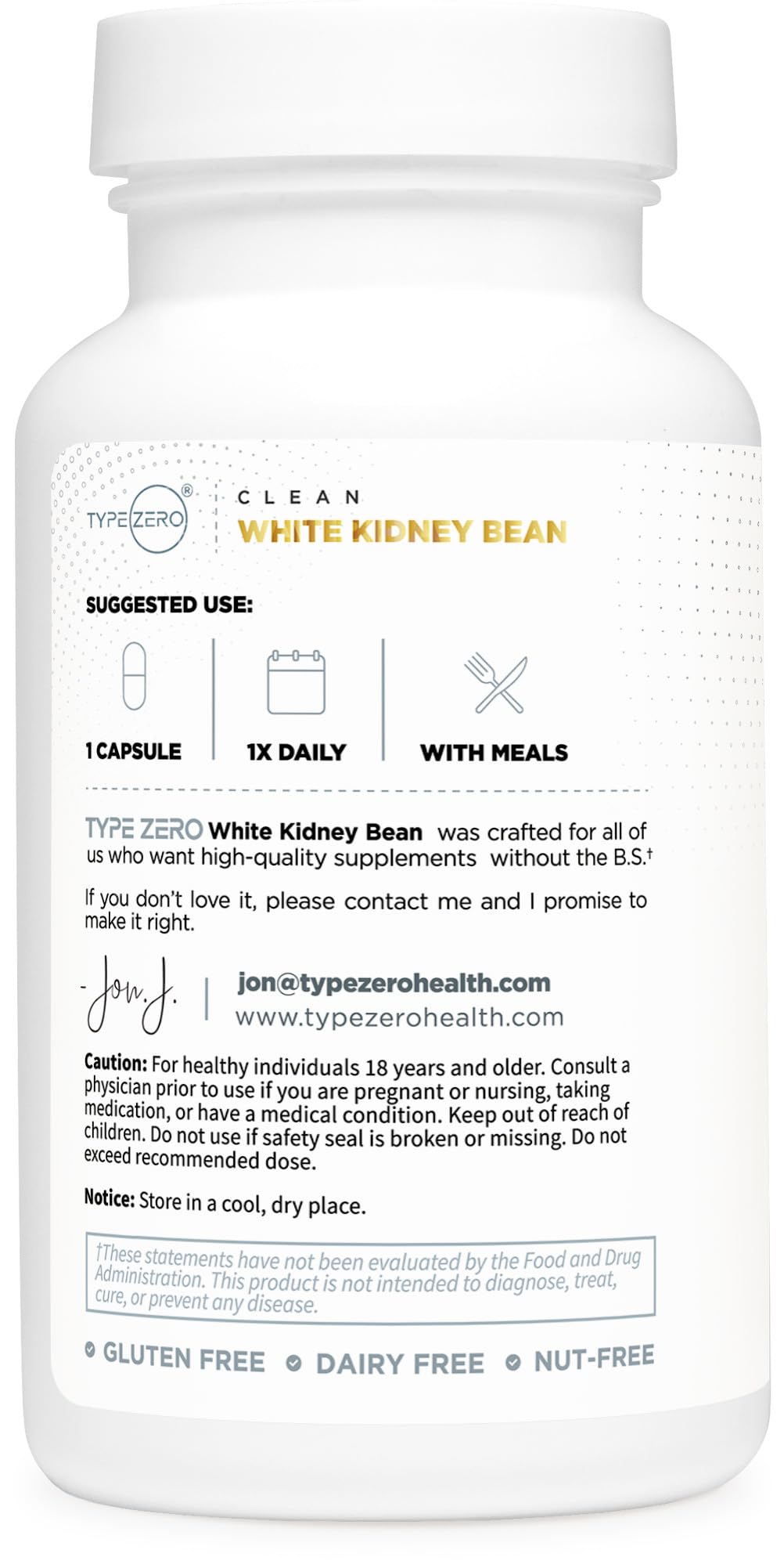 Type Zero Clean White Kidney Bean Capsules (6,500 MG Equivalent Per Serving, 90 Count) - Non-GMO, Gluten Free Type ZeroUS supplements