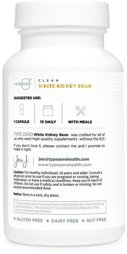 Type Zero Clean White Kidney Bean Capsules (6,500 MG Equivalent Per Serving, 90 Count) - Non-GMO, Gluten Free Type ZeroUS supplements