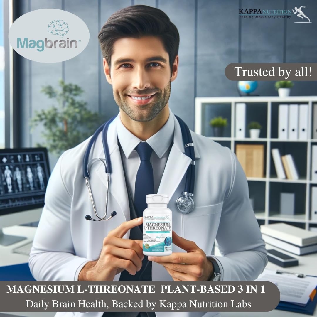 Kappa Nutrition Powered by Magbrain™ Magnesium L-Threonate Plant-Based, 150 Vegan Capsules, 420mg Elemental Magnesium (3 Capsules) from 2,253mg, Brain, Sleep & Muscle Support. KAPPA NUTRITIONAu supplements