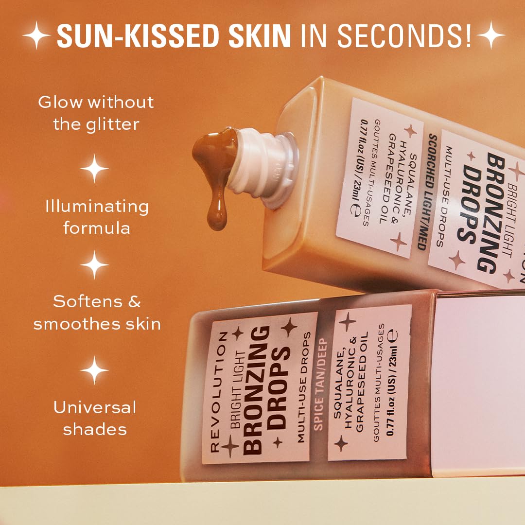 Revolution Beauty London, Bright Light Bronzing Drops, Bronze & Glow for Face & Body, Infused with Hyaluronic Acid, Vegan & Cruelty-Free, Bronze Summer, 0.77 fl oz Revolution Beauty LondonAu supplements