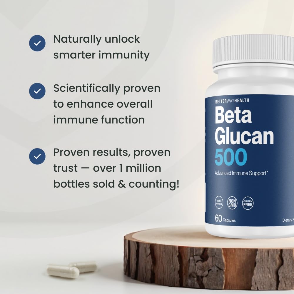 Better Way Health™ - Advanced Immune Readiness - Highly Purified 1,3/1,6 Beta Glucan 500 - Clinically Tested Immune Defense - 500mg/60 Capsules (Pack of 1) Better Way HealthAu supplements