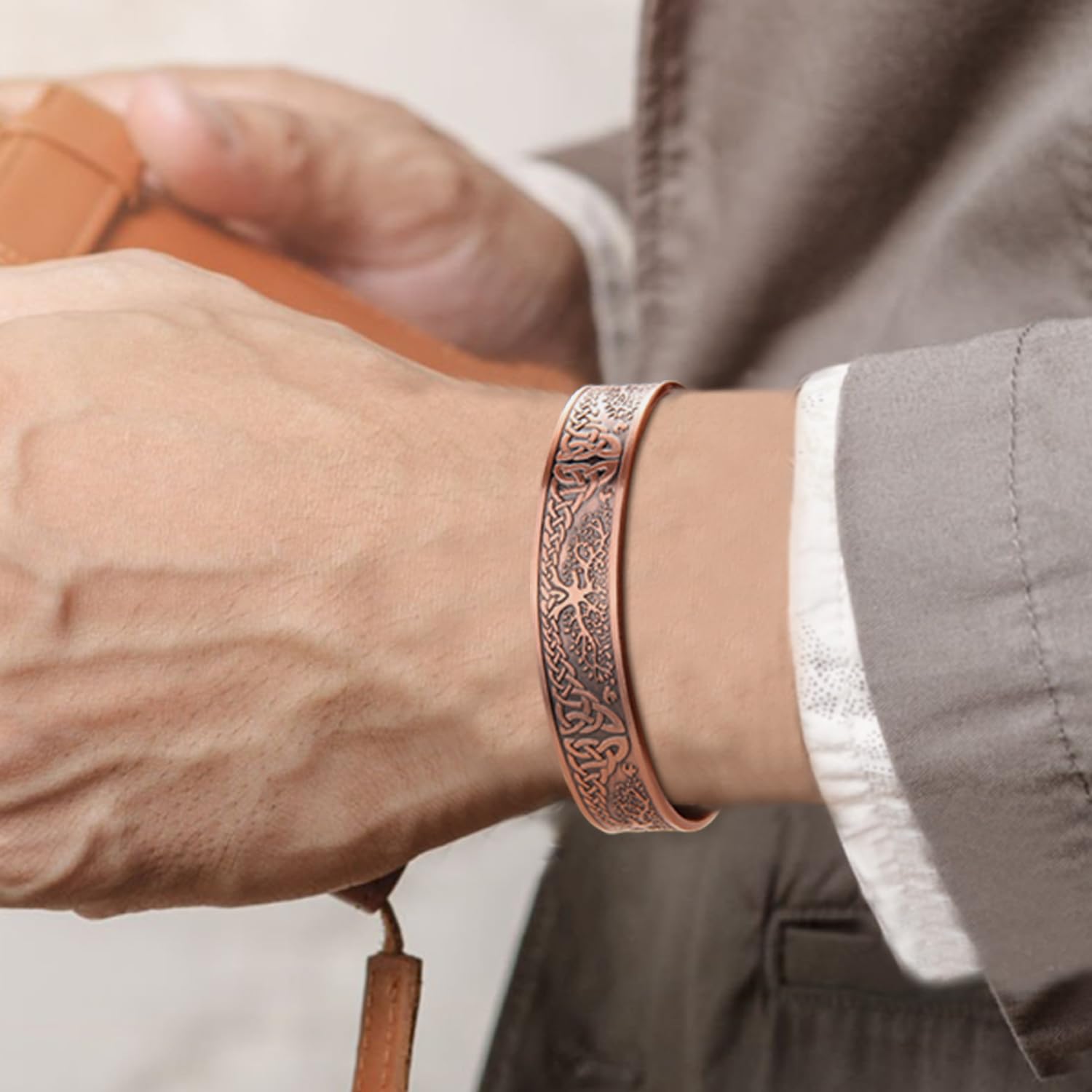 MagEnergy Magnetic Copper Bracelet for Men Life of Tree, 99.99% Pure Copper Bangle MagEnergyAu supplements