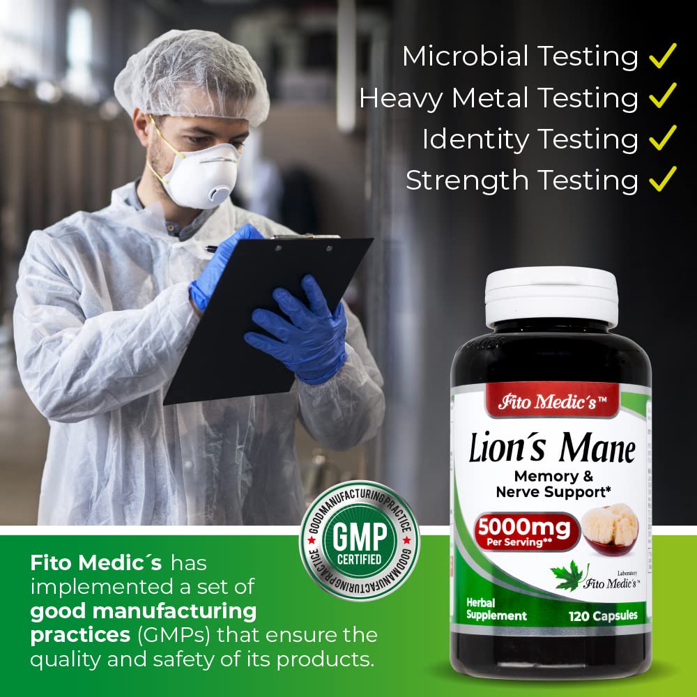 Lab | Lions Mane | 5000 mg per Serving | 120 Capsules | lions mane supplement | lions mane FITO MEDIC'SUS supplements
