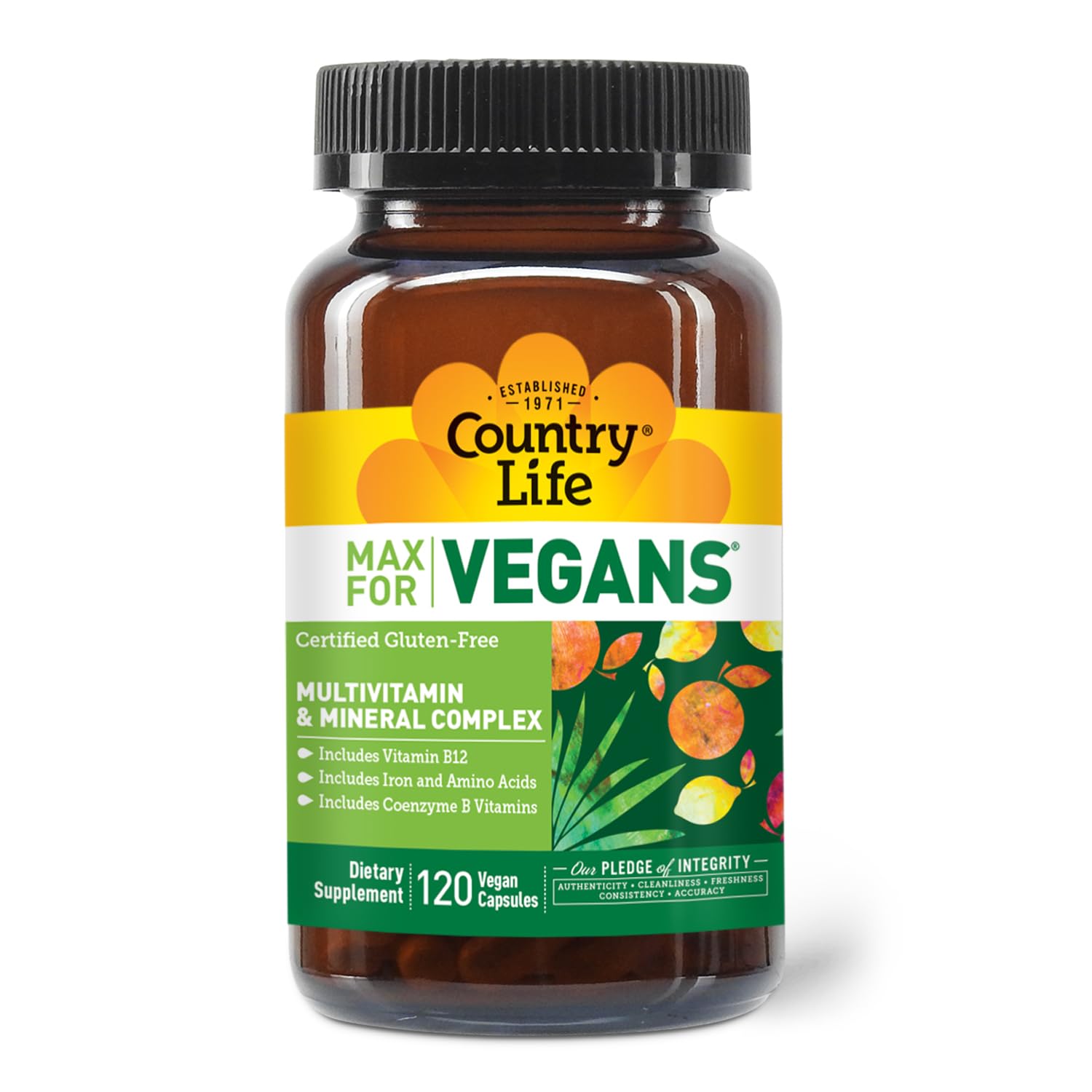 Country Life Max for Vegans - 120 Vegan Capsules - Daily Multivitamins - Immune Support Supplement - Contains Vitamin B12, Iron, Amino Acids, Coenzyme B Vitamins - Gluten-Free Country LifeAu supplements