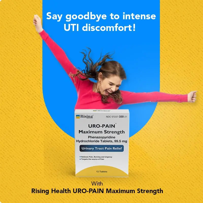Rising Health - URO Pain Maximum Strength | Urinary Tract Pain Relief | Relief from Pain, Burning and Urgency | 24 Count RisingAu supplements