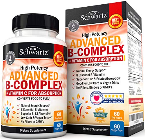 Vitamin B Complex with Vitamin C for Maximum Absorption - Methylcobalamin b12 BioSchwartzAu supplements