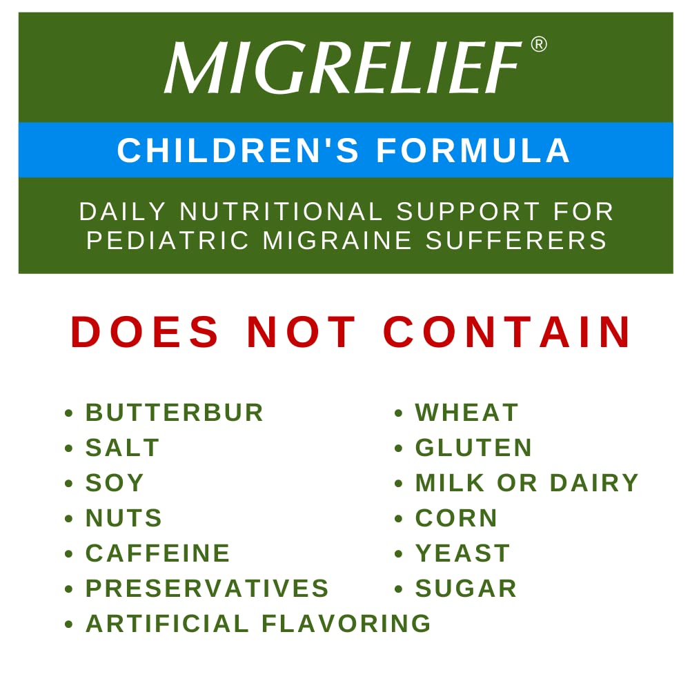 Children's MigreLief® - Triple Therapy with Puracol™ - Nutritional Support for Pediatric Migraine Sufferers - 60 Caplets/1 Month Supply MigreLiefAu supplements