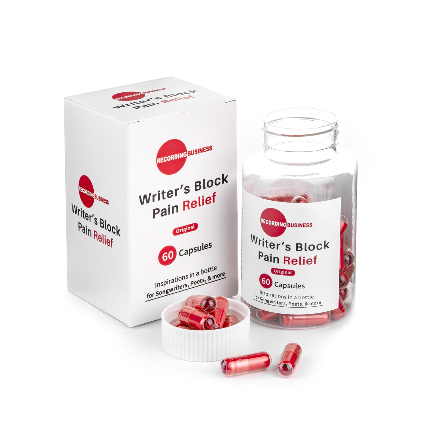 Recording Business Writer's Block Pain Relief (60 Original Songwriting Prompts in Capsules) for Artists/Musicians, Songwriters, & Poets Recording BusinessAu supplements