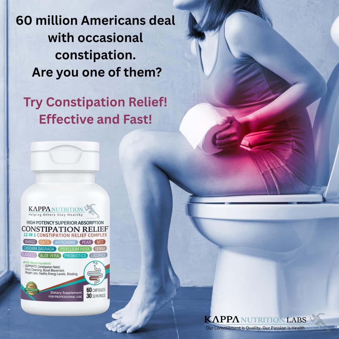 KAPPA NUTRITION Constipation Relief Supplement – Gentle Colon Cleanse for Regularity & Gut Health – Non-Habit Forming Formula with Fiber, Herbs & Probiotics – Non-GMO, 60 Capsules KAPPA NUTRITIONAu supplements