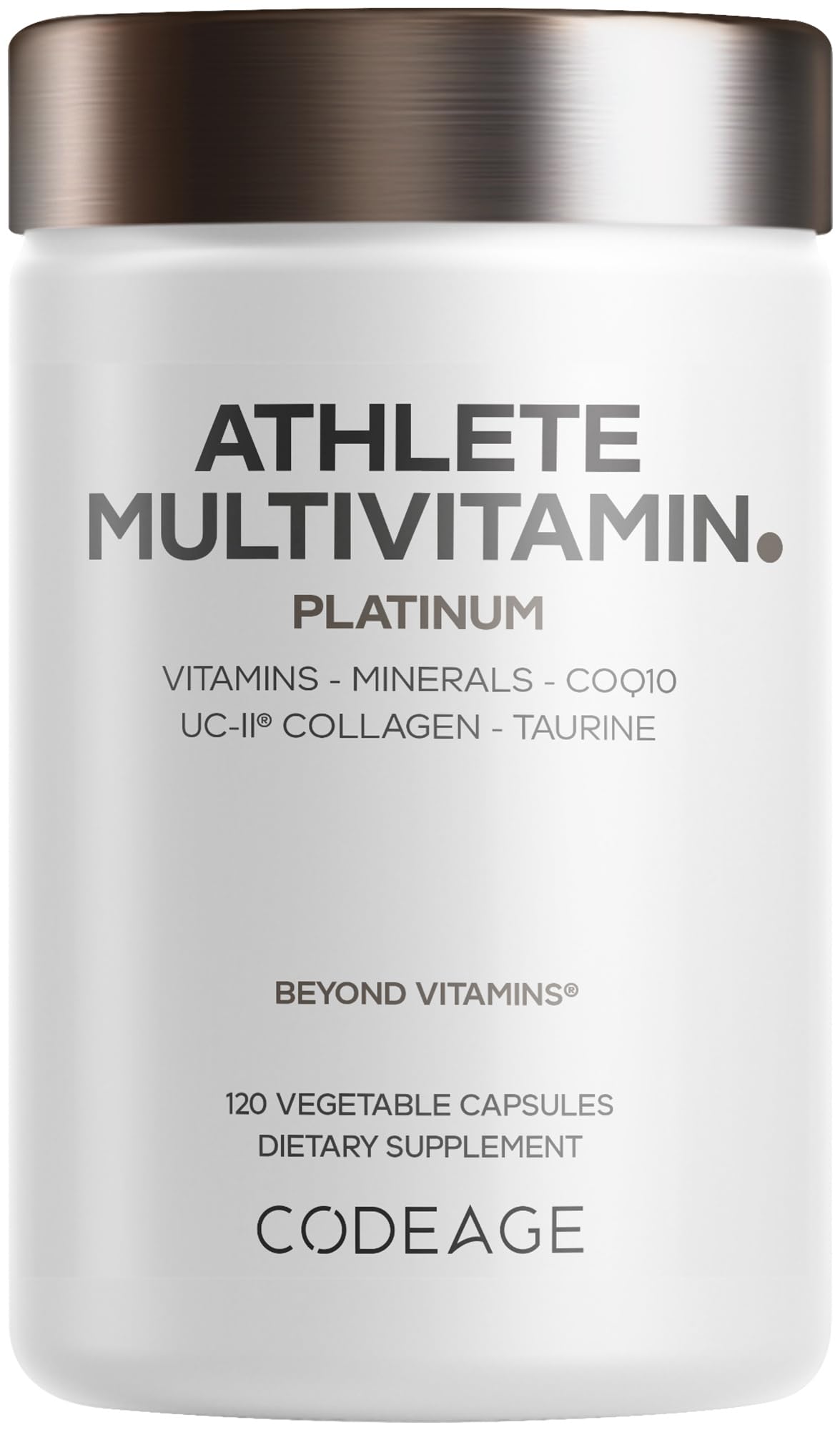 Codeage Athlete Multivitamin Platinum – Sports Supplement with Vitamins & Minerals, Folate, Iron & Magnesium, Creatine, Taurine, Electrolytes, CoQ10, PQQ, UC-II Collagen – Non-GMO – 120 Capsules CodeageAu supplements
