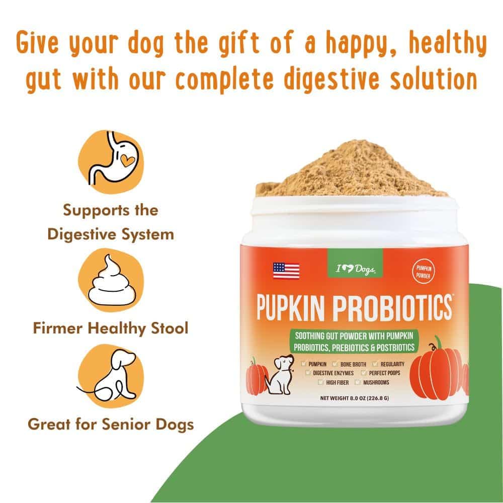 iHeartDogs Pupkin Probiotics, Prebiotics, Postbiotics, & Fiber for Dogs with Pumpkin, Gut Soothing Bone Broth & Mushrooms iHeartDogsAu supplements
