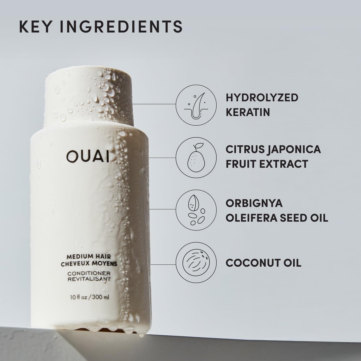OUAI Medium Conditioner Travel Size - Hydrating Hair Conditioner with Coconut Oil, Babassu Oil, and Keratin - Strengthens, Repairs and Adds Shine - Paraben and Phthalate Free Hair Care Products (3 Oz) OUAIAu supplements