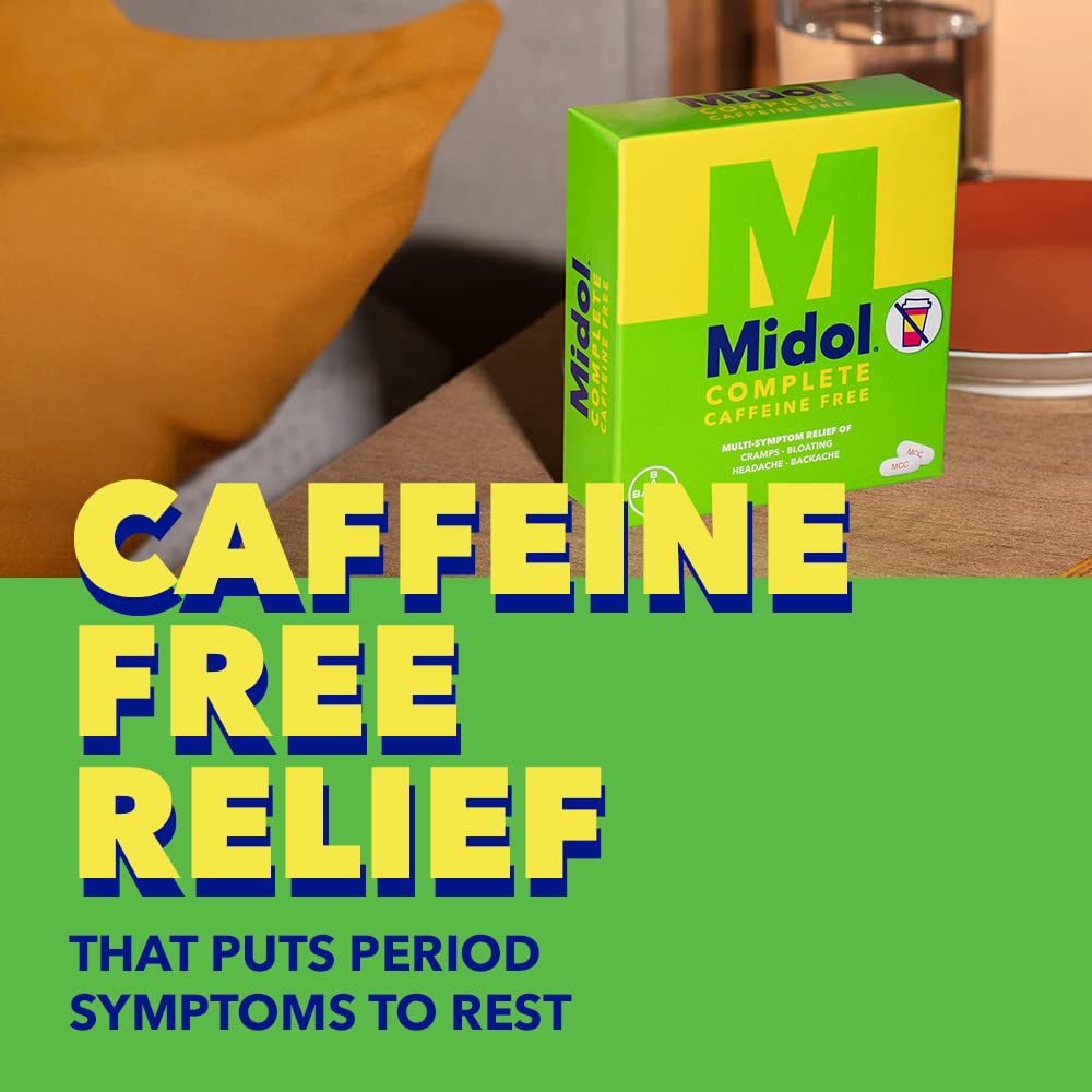 Midol Complete Caffeine Free Caplets 24ct: Midol Complete Caffeine Free Menstrual Pain Relief Caplets with Acetaminophen, Provides Headache Relief and Period Cramps Relief, 24 Count MidolAu supplements