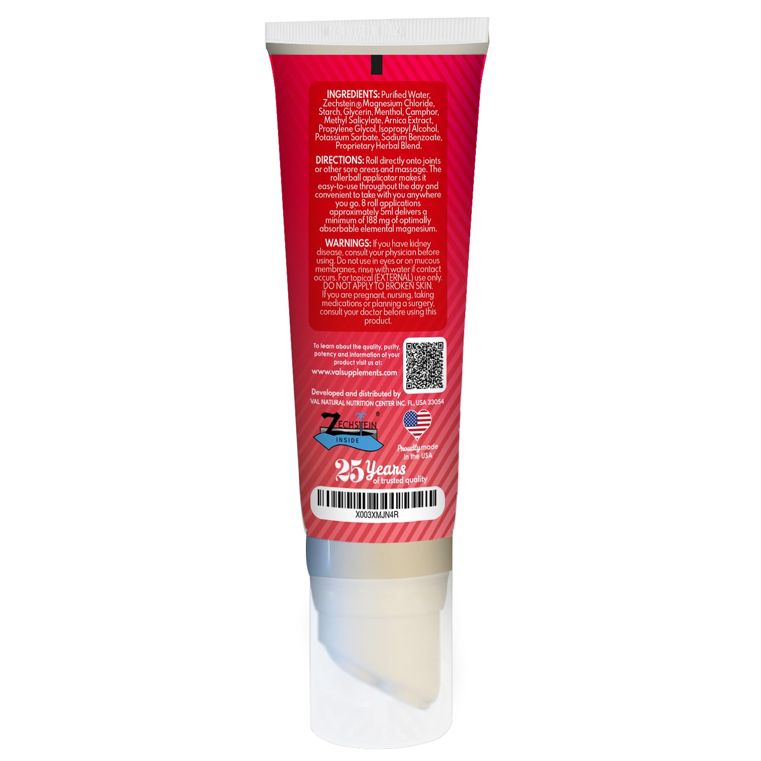 VAL Lombardi Relax Balance Magnesium Rollerball | Zechstein Magnesium + Herbal Extracts | Joint & Muscle Relief for Neck, Back, Legs | No Mess, Non-Greasy | 4oz VALAu supplements