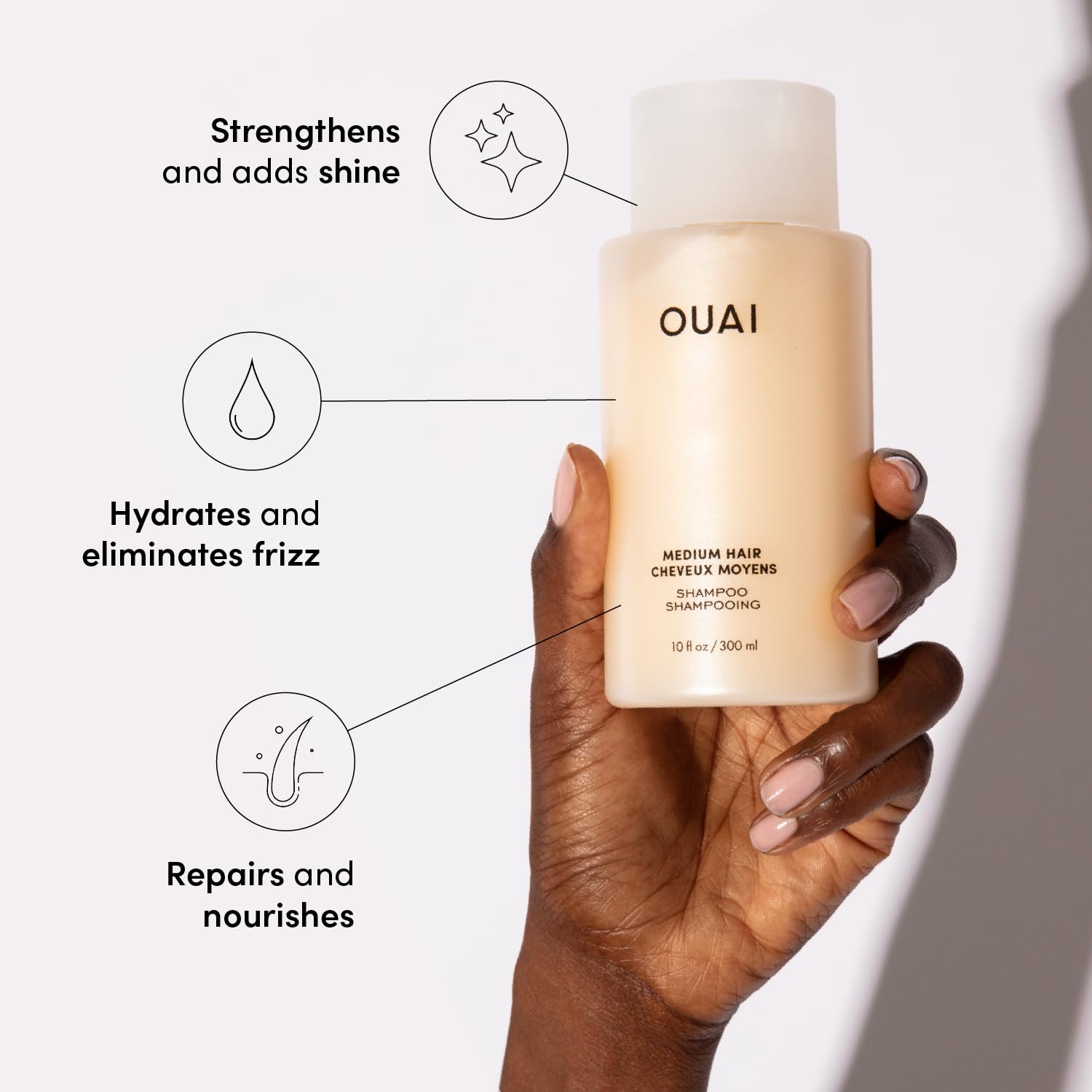 OUAI Medium Hair Shampoo and Conditioner Set - Sulfate-Free Shampoo and Conditioner for Women & Men - Made with Keratin, Shea Butter & Avocado Oil - Free of Parabens & Phthalates (10 Fl Oz) OUAIAu supplements