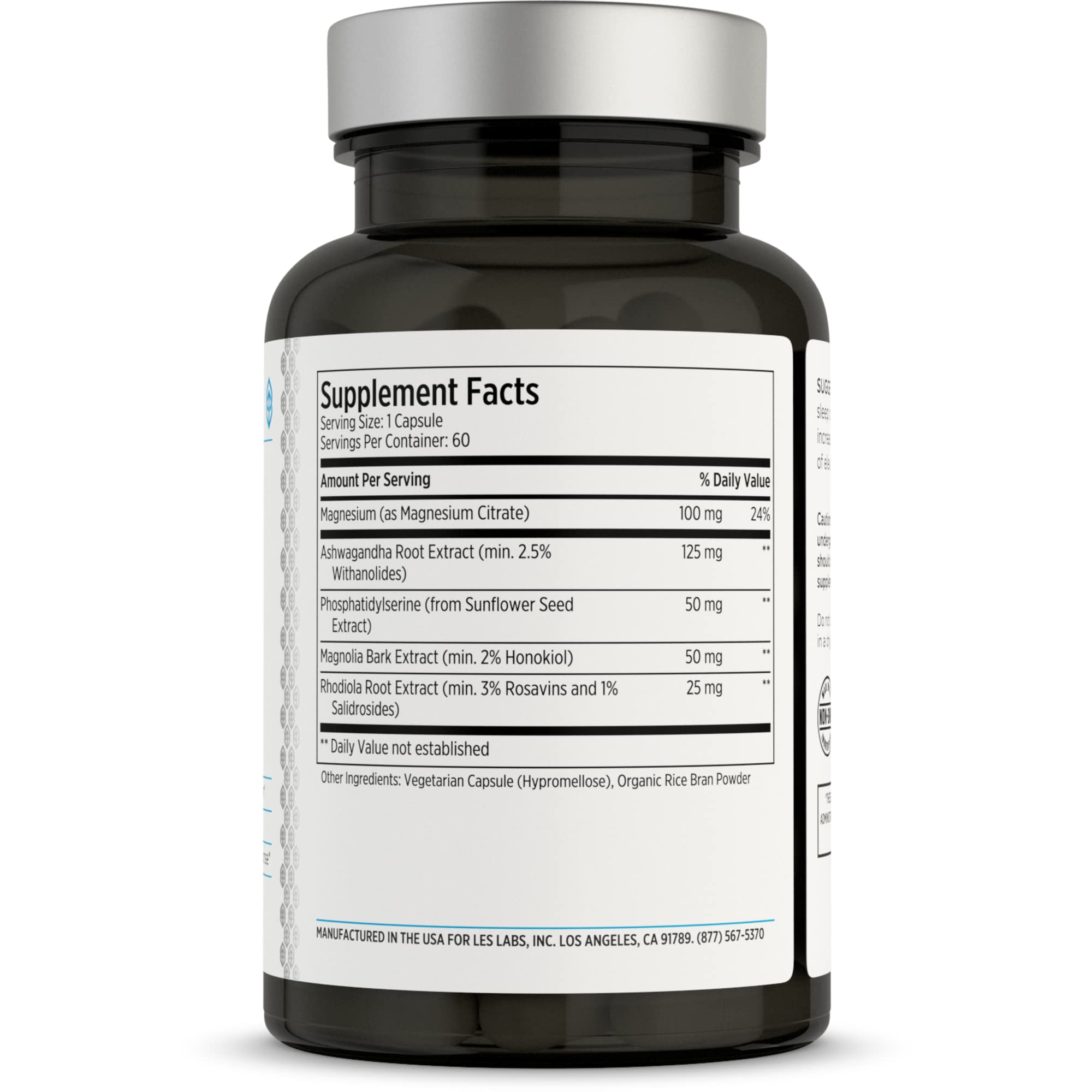 LES Labs Cortisol Health – Stress Relief, Balanced Cortisol Response, Relaxation & Deep Sleep – Phosphatidylserine, Magnesium, Magnolia Bark, Rhodiola Rosea & Ashwagandha – Non-GMO – 60 Capsules LES LabsAu supplements