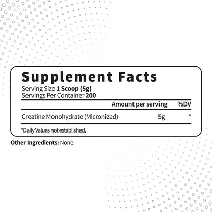 Type Zero Creatine Monohydrate (Unflavored) 1 KG, 5000mg (5g) Per Serving, Micronized, Zero Sugar, Keto Friendly & Gluten Free, 200 Servings Type ZeroUS supplements