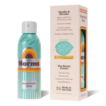 Norms Cooling Hemorrhoid Spray, Maximum Strength Touch-Free Relief with Phenylephrine, Witch Hazel, Aloe, Shrinks Swelling, Calms Itching, Soothes on Contact, 3oz Spray NormsAu supplements