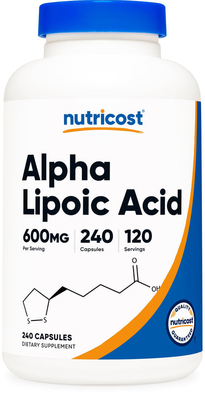 Nutricost Alpha Lipoic Acid 600mg Per Serving, 240 Capsules - Gluten Free, Vegetarian Capsules, Soy Free & Non-GMO NutricostUS supplements