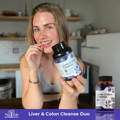 Liver Cleanse Detox & Repair with Colon Cleanse - Milk Thistle, Dandelion Root, Psyllium Husk Fiber NutrebUS supplements