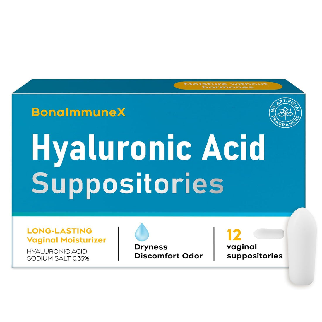 Peralpow Hyaluronic Acid Vaginal Suppositories 10 mg for Women | Vaginal Moisturizer for Dryness, Itching & Irritation | Menopause & Intimate Care with Coconut Fatty Acids | Estrogen Free, 12 Count PeralpowUS supplements