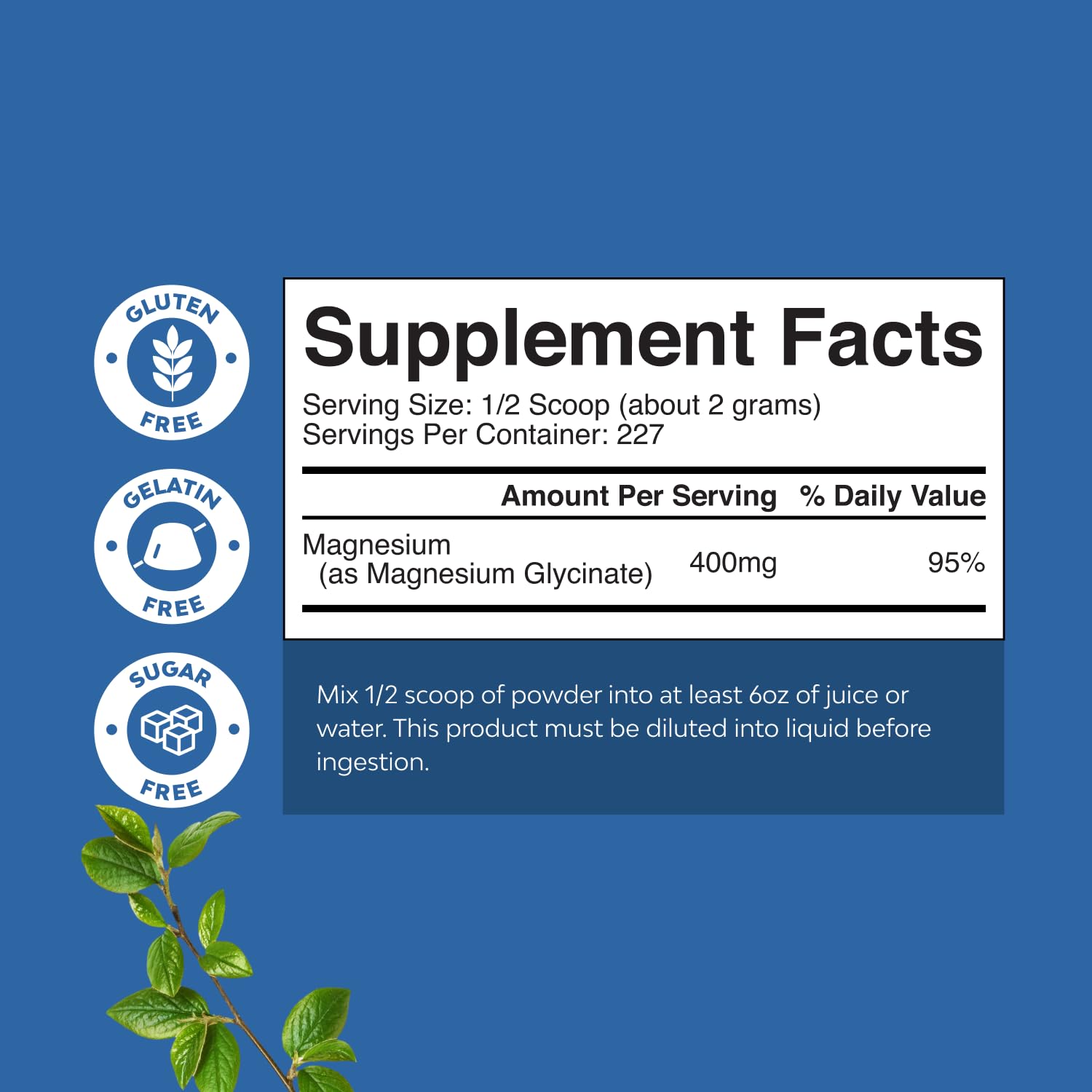 Potent Magnesium Glycinate Powder 400mg - Calm Magnesium Powder Bulk for Muscle Relax, Calm & Sleep Support for Adults - Glycinate Mag Soothe Vegan & Non-GMO Supplement - 1 Pack Natures CraftAu supplements