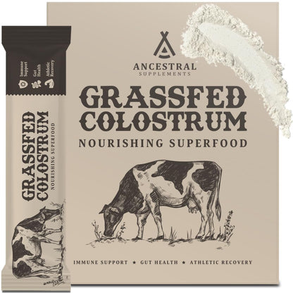 Ancestral Supplements Grass Fed Beef Bovine Colostrum Powder Packets, Immune Support Ancestral SupplementsUS supplements