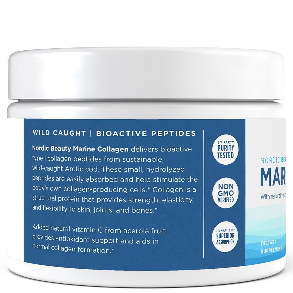 Nordic Naturals Nordic Beauty Marine Collagen Powder, Strawberry - 5.29 Ounces - Collagen Powder Supplement for Healthy Skin, Joints, and Bones, Vitamin C for Antioxidant Support - 30 Servings Nordic NaturalsAu supplements