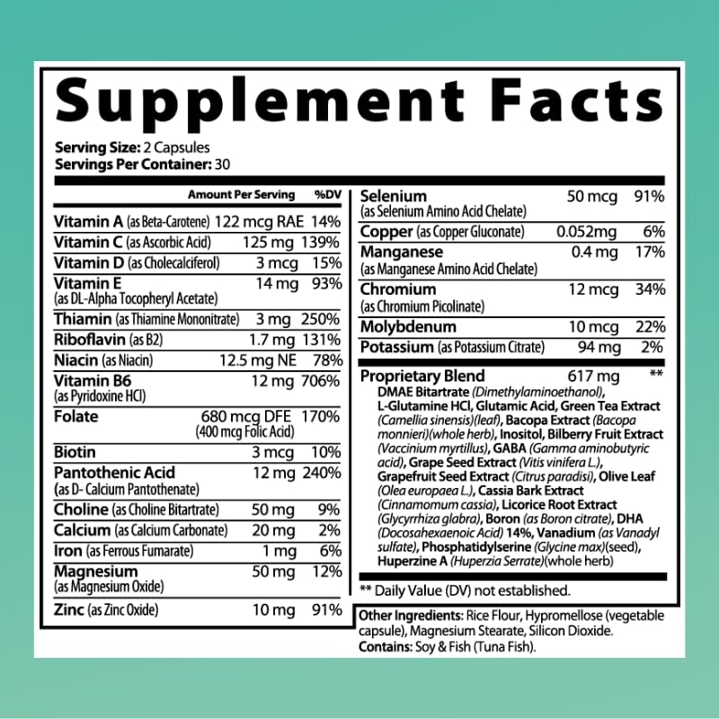 THINKWELL LABS Brain Supplements for Memory and Focus for Women and Men, Focus Supplement, Memory Supplement for Brain, Nootropic with Boron, Huperzine A, Phosphatidylserine (40-in-1, 60 Capsules) THINKWELL LABSAu supplements