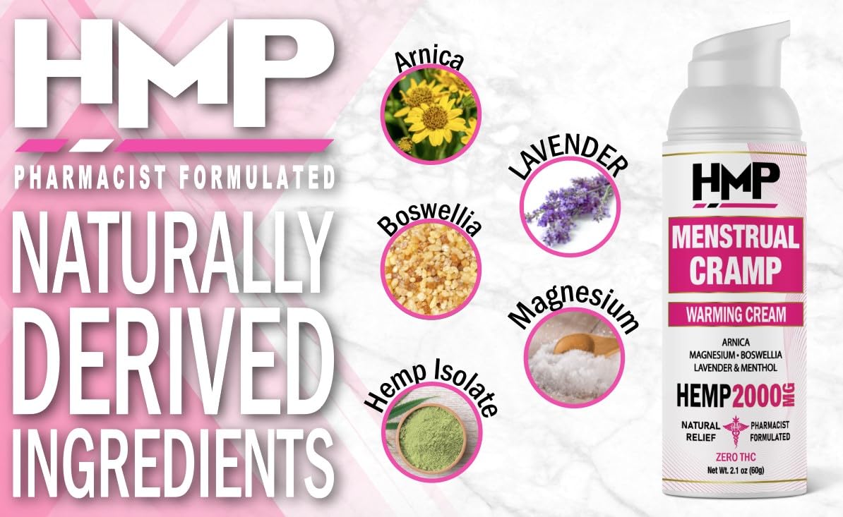 HMP BRANDS Menstrual Cramp Hemp Cream Supports Period Cramps Including Pre - Menstrual Cramp HMP BRANDSAu supplements